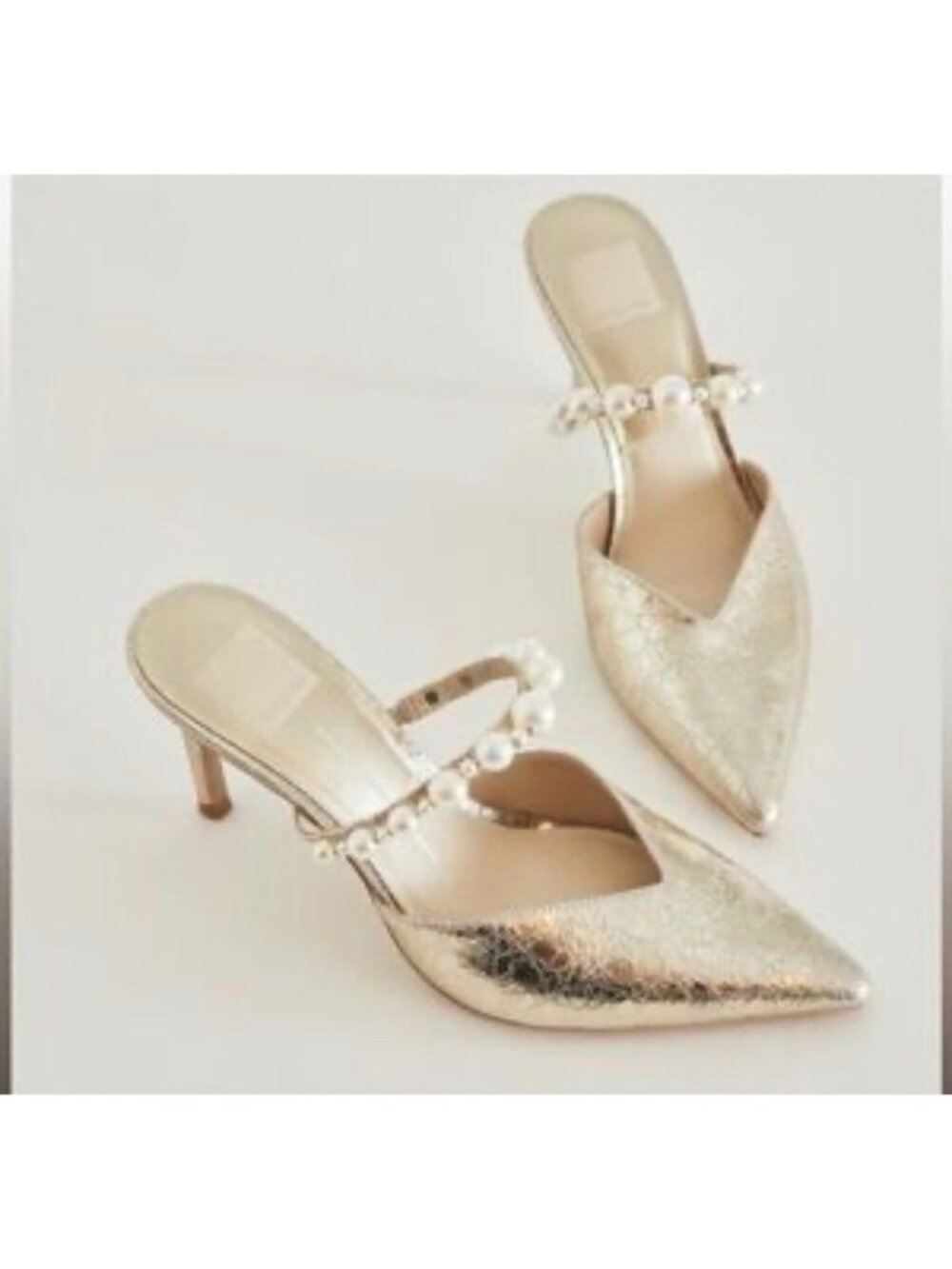 Dolce Vita Kanika Pointed Toe Pumps Vintage Gold Pearls Heels Womens Size 7
